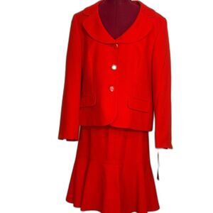 NWT Le Suit Skirt Suit Women's Size 16 Scarlet Red 2-Piece Set Blazer & Skirt